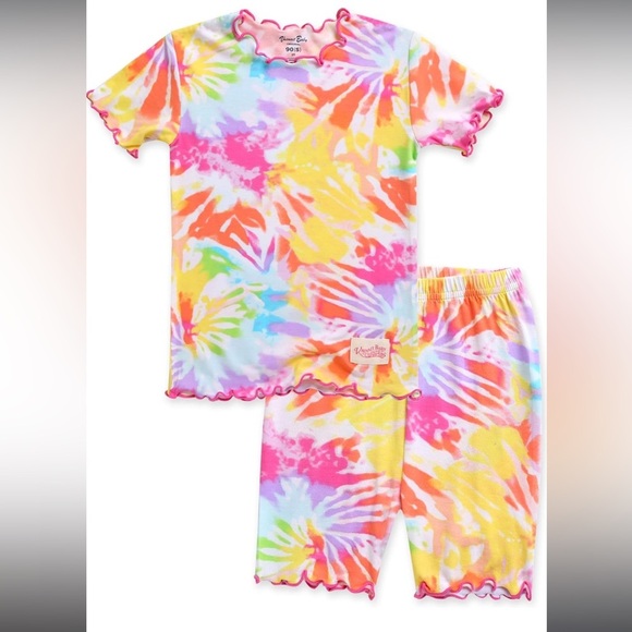 Girls buttery Soft Bamboo Pajamas Tie Dye Short Summer pajamas ruffle size XL - Picture 1 of 14